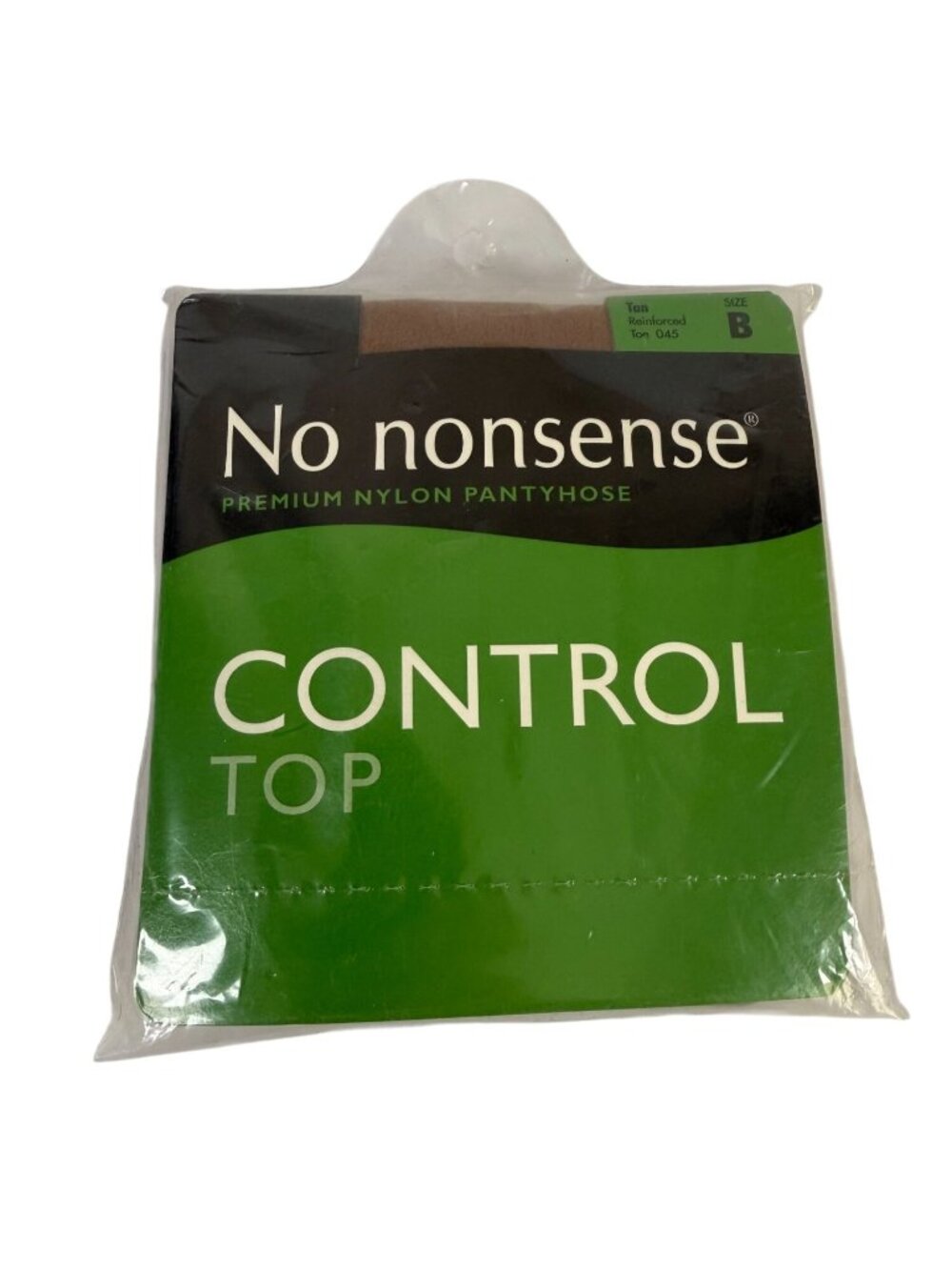VTG No Nonsense Premium Nylon Control Top Pantyhose Size B Tan Reinforced USA